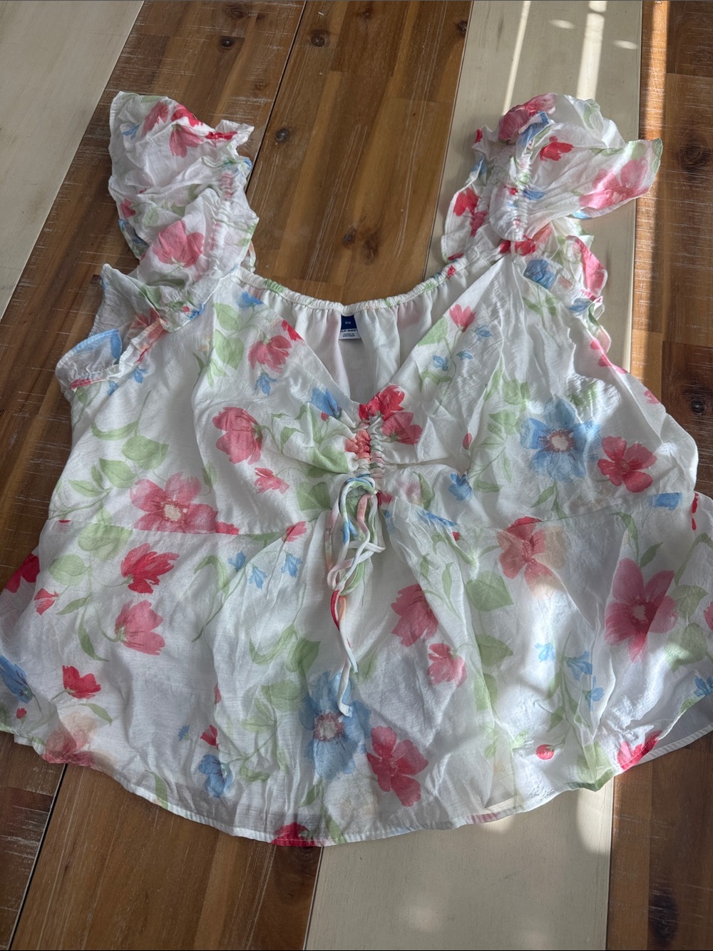 NWOT! Old Navy White Floral Tie-Front Ruffle-Cap Camisole